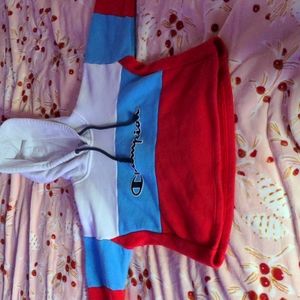 champion hoodie (red, blue, white) [like-new]